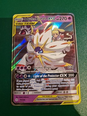 Pokémon TCG Solgaleo & Lunala GX Holo Card 75/236 Sun & Moon Cosmic Eclipse NM