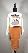 Vintage Y2K Willow Wind Crochet Knit Maxi Skirt Small Rust Orange Scallop Slit