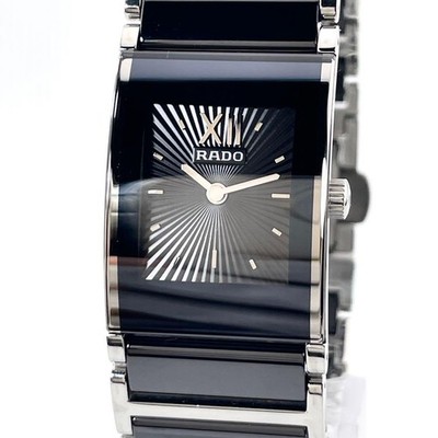 Rado Integral Ceramic Ladies Watch Silver/Black Quartz Used