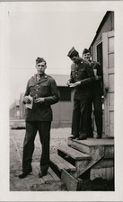 Vtg B W Snapshot US Army Soldiers Uniforms Military Camp Barracks Steps 1940s