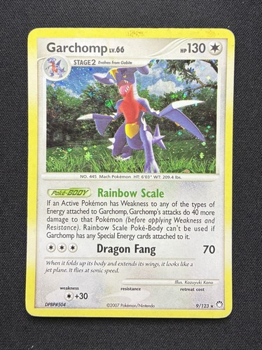 Garchomp Pokémon TCG Holo Rare 130 HP 9/123 Mysterious Treasures 2007 Eng