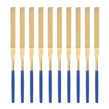 3mm x 140mm Flat Files Diamond Needle File Set Titanium Coated Tools 10pcs