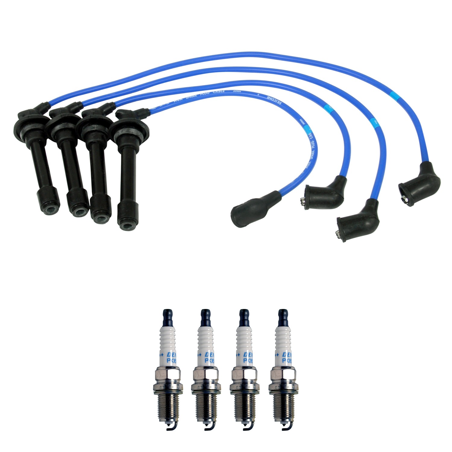 NGK 7mm Wire Set 4 Denso Platinum Spark Plug Kit For 200SX G20 Sentra 2.0L L4
