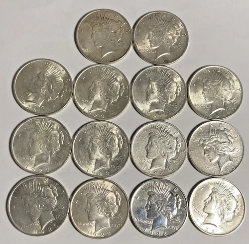 1923 PEACE DOLLAR "BU/AU" (14 COIN LOT)  -  NICE CONDITION & SILVER 💵💥✅