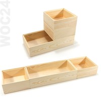3-Box-Set Organizer Bad BüRo Kosmetik Kinder Holz Aufbewahrungsbox Ordnungsbox