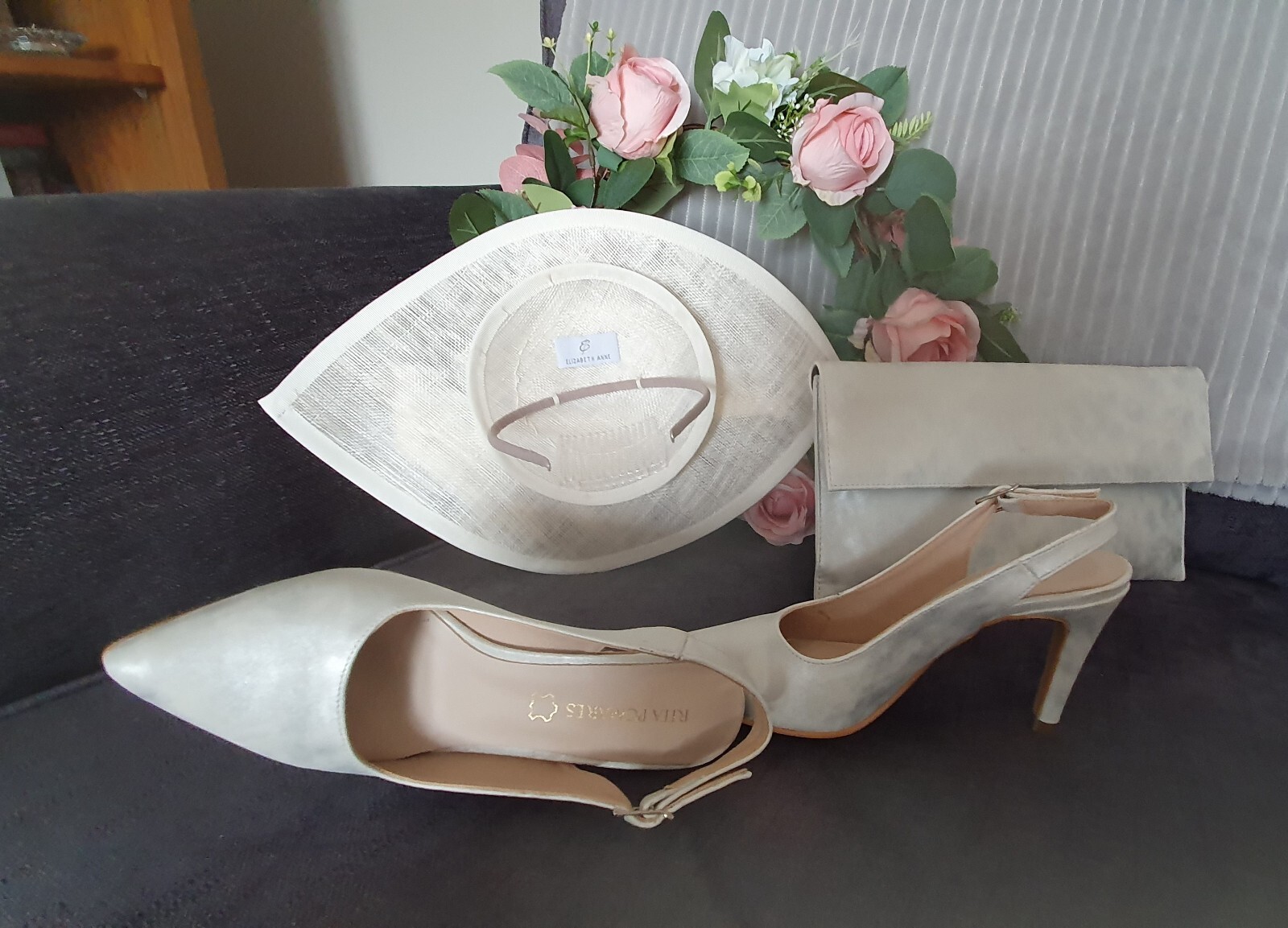Mother of the Bride Dress, Shoes  Clutch bag  In Silver & Handmade Hatinator. image 5