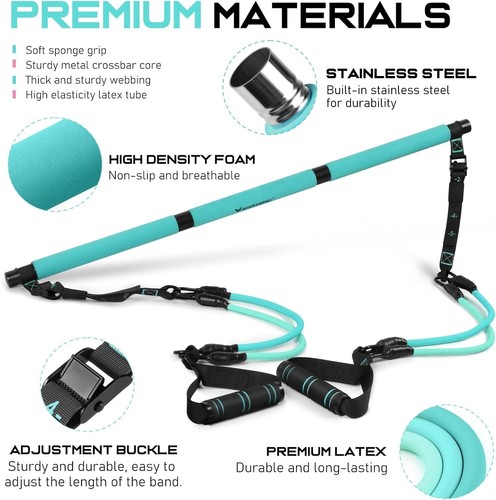 Professional Pilates Home Equipment with Adjustable Bar and Resistance Bands Set - Picture 4 of 9