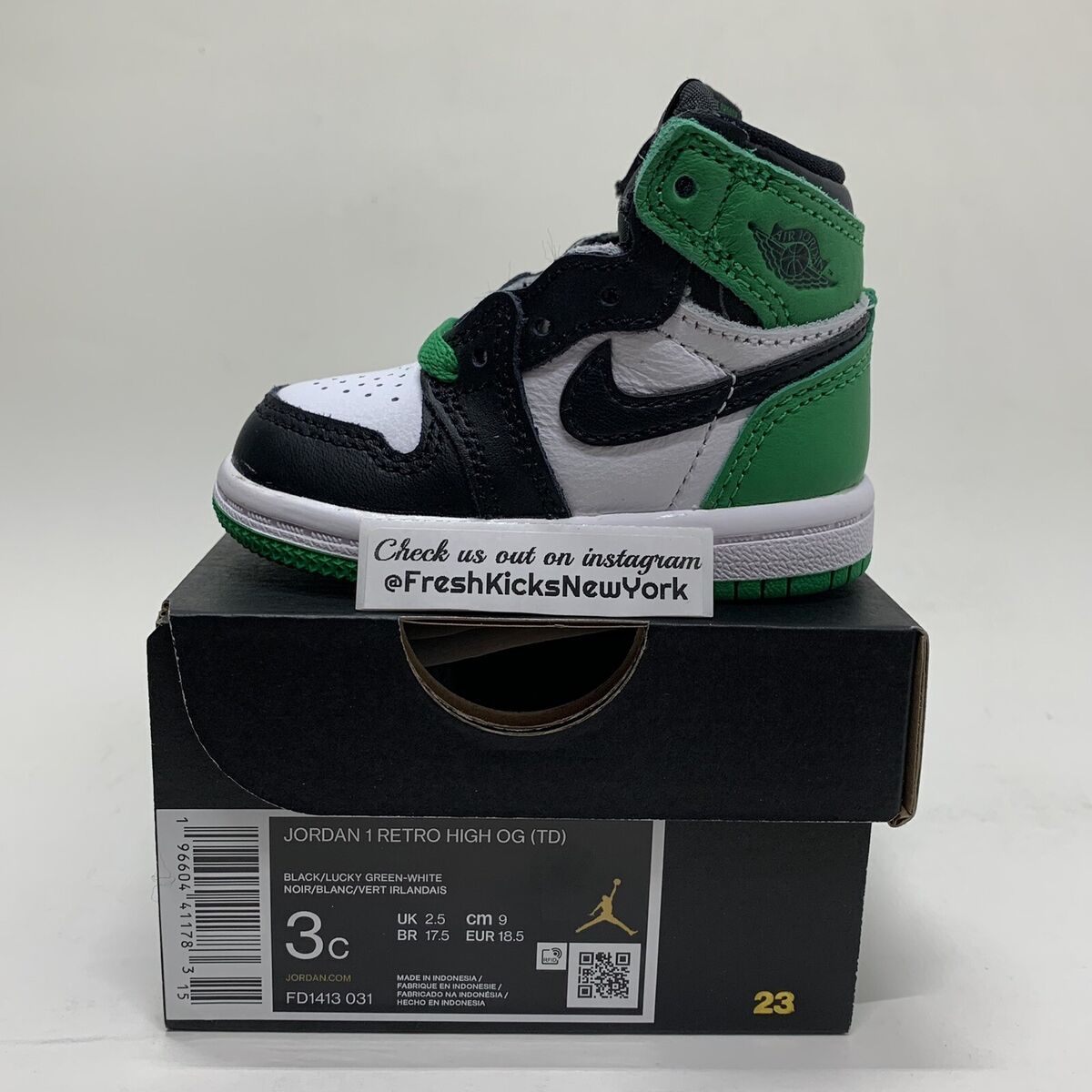 Jordan 1 High Lucky Green Toddler Size 3c FD1413-031 AJ1 Jordan 1 High Lucky Green Toddler Size 3c FD1413-031 AJ1
