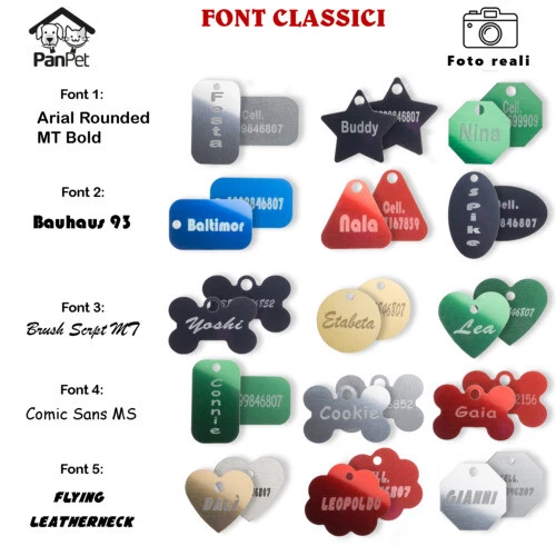 Targhette e pendagli per cani