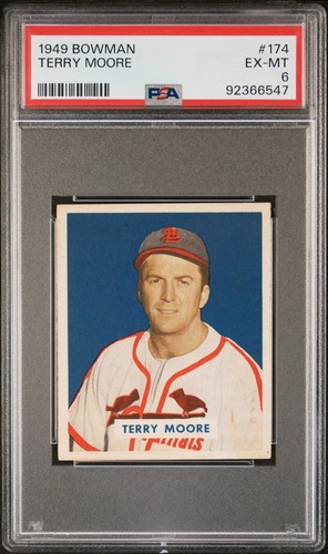 92366547 1949 Bowman #174 Terry Moore PSA 6 RC Rookie St. Louis Cardinals