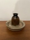 Vintage Chamber Stick Candle Holder Glazed Stoneware — photo 2