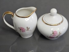 UNGER & SCHILDE PORZELLAN ROSCHÜTZ MILCHKÄNNCHEN und ZUCKERDOSE SAMMLER VINTAGE