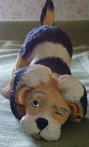 Adorable Resin Black, Orange & White Dog in 'Look Out!' Pose Figurine-? Terrier