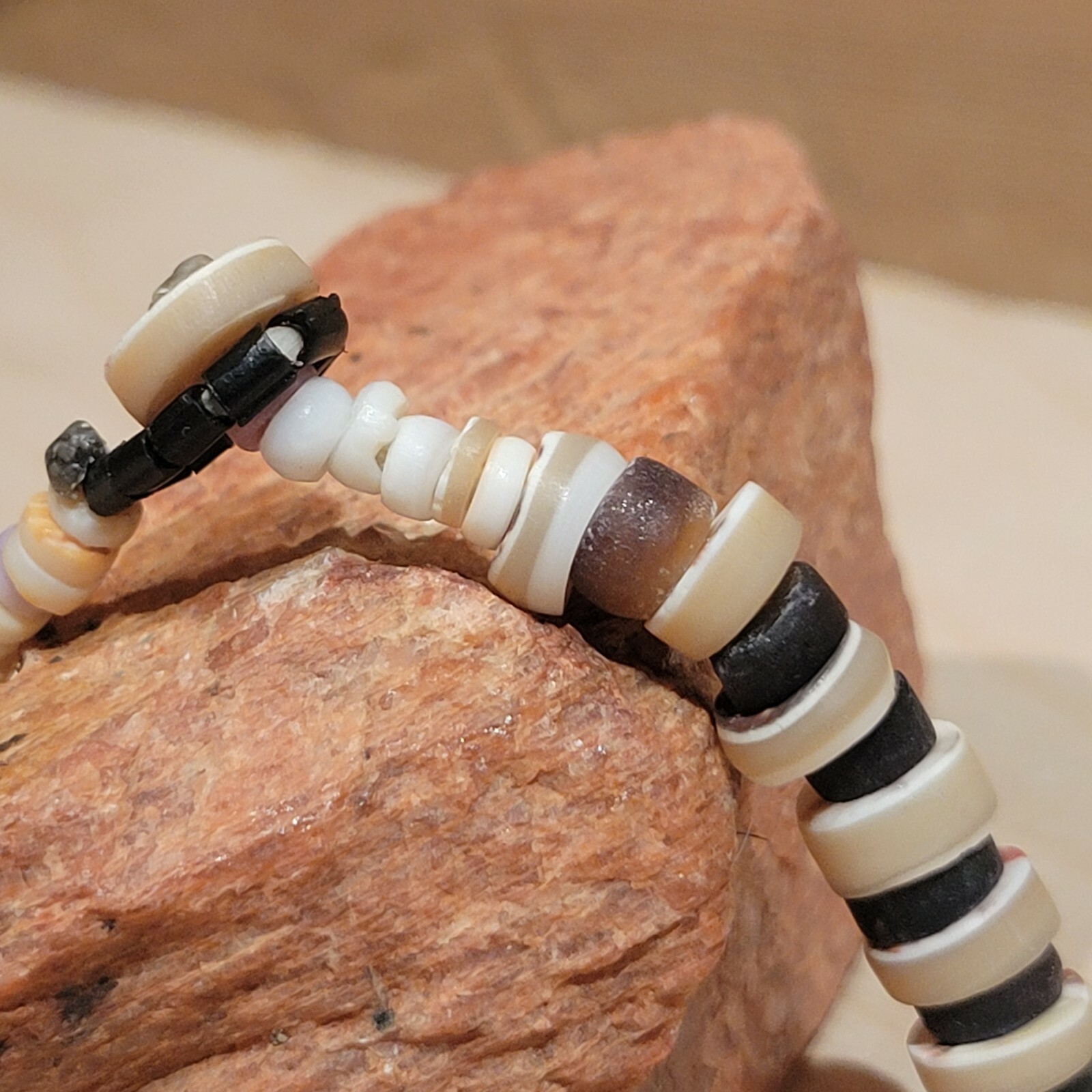 Shell Bead Bracelet Disc Handcrafted Artisan Folk… - image 6