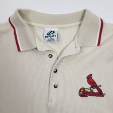 Dynasty St Louis Cardinals MLB Polo Shirt Beige Red Trim Embroidered Logo XLarge