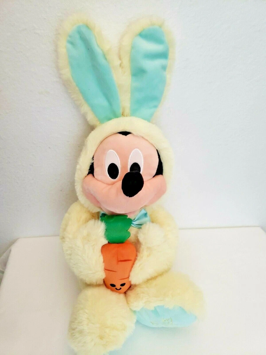 Disney Store Easter Bunny Mickey Mouse Plush Stuffed Animal Yellow Carrot
