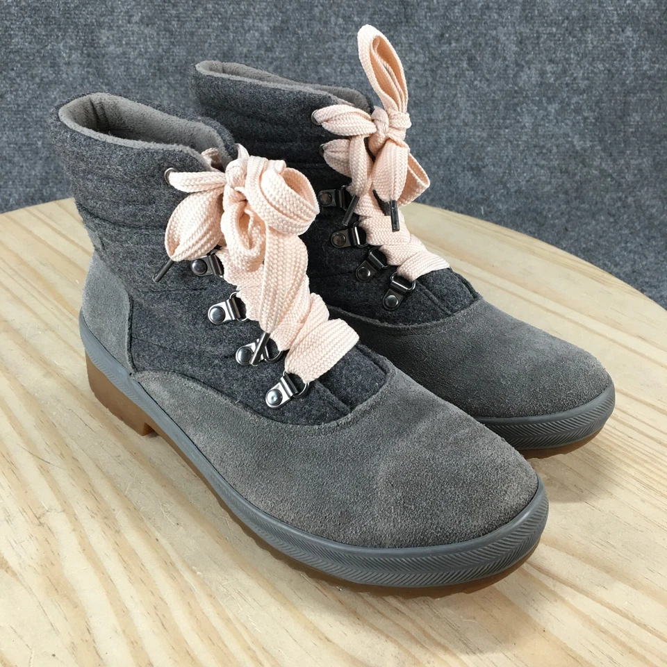 Keds Waterproof Boots Womens 8.5 Gray Suede Lace Up Round Toe Heels WH61663 - Image 3 of 4