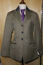 Tagg Maids Rider Florence Brown Tweed Show Jacket Velvet Collar Size 28"