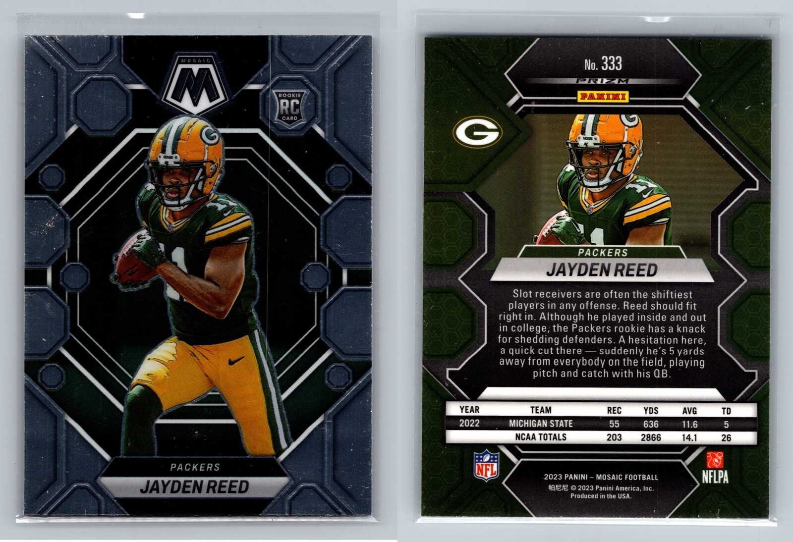 2023 Panini Mosaic - Rookies Silver Prizm #333 Jayden Reed (RC)