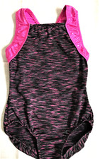 Leotard CM Black Nylon with Hot Pink Foil Trim Child Medium