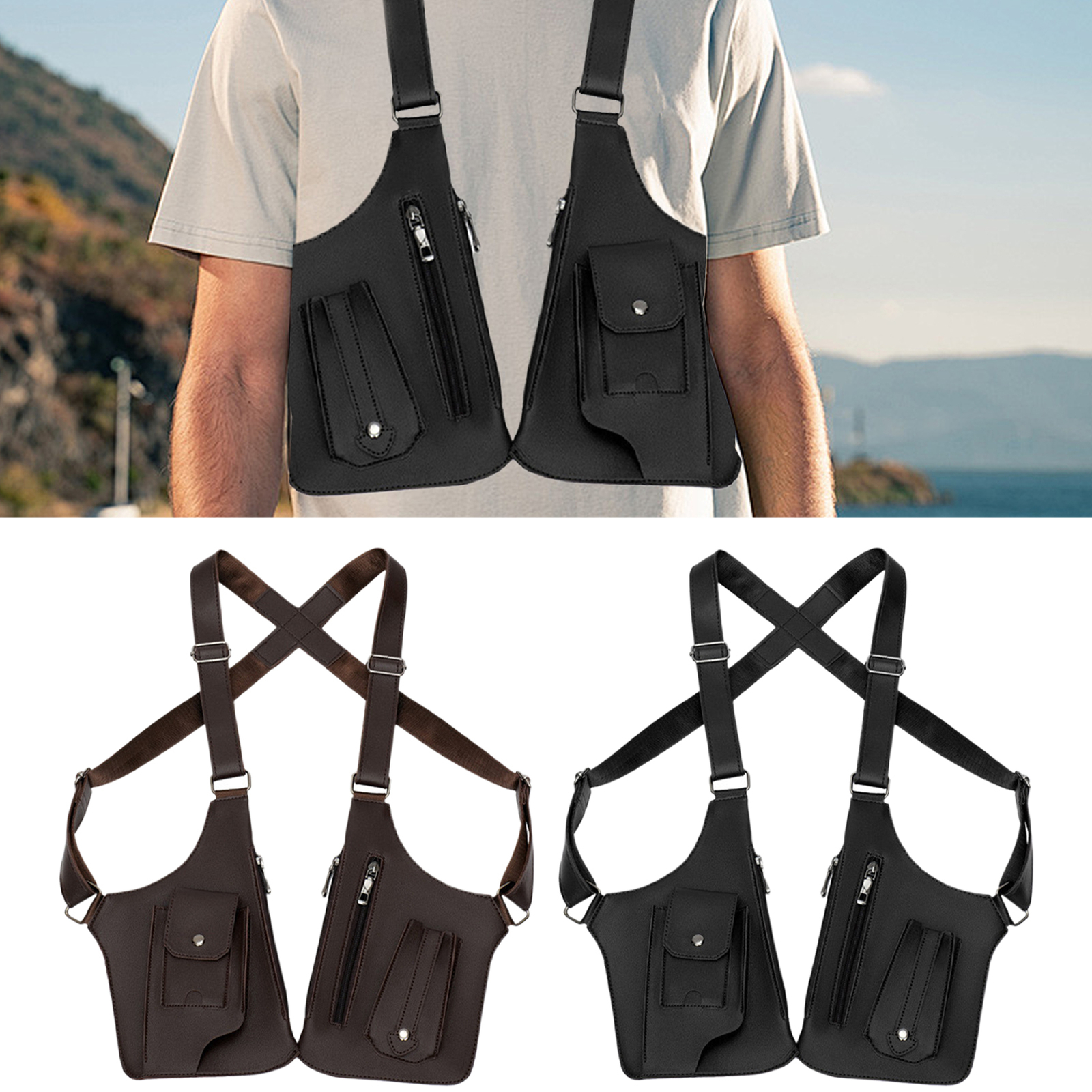 Shoulder Bag Underarm Bag Mens Armpit Hidden Underarm Shoulder Bag Anti-theft-image