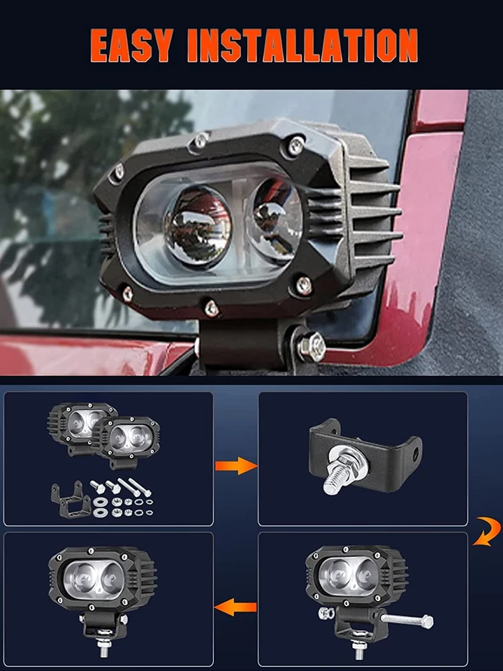 4-дюймовые рабочие светодиодные прожекторы 800 Вт противотуманные фары для внедорожников квадроциклов внедорожников грузовиков - Изображение 3 из 4