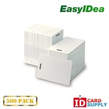 Pack of 500 White CR80 Standard Size PVC Cards with Slot Punch on Short Side by