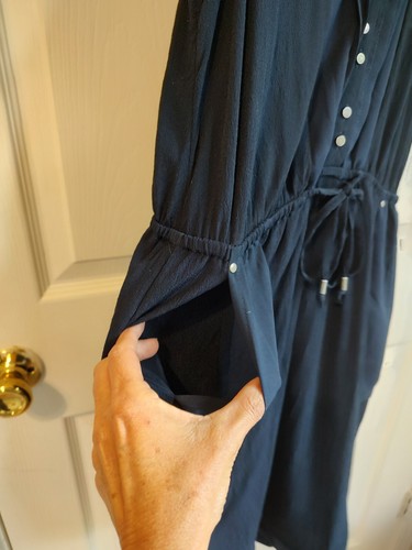 Camicia senza maniche con coulisse Maeve XSmall Pelona abito con bottoni blu navy tasca - Foto 5 di 9