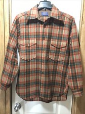 Vintage Rare 1970-1994 Pendleton Wool Board Flannel Plaid Loop Green Red Brown L