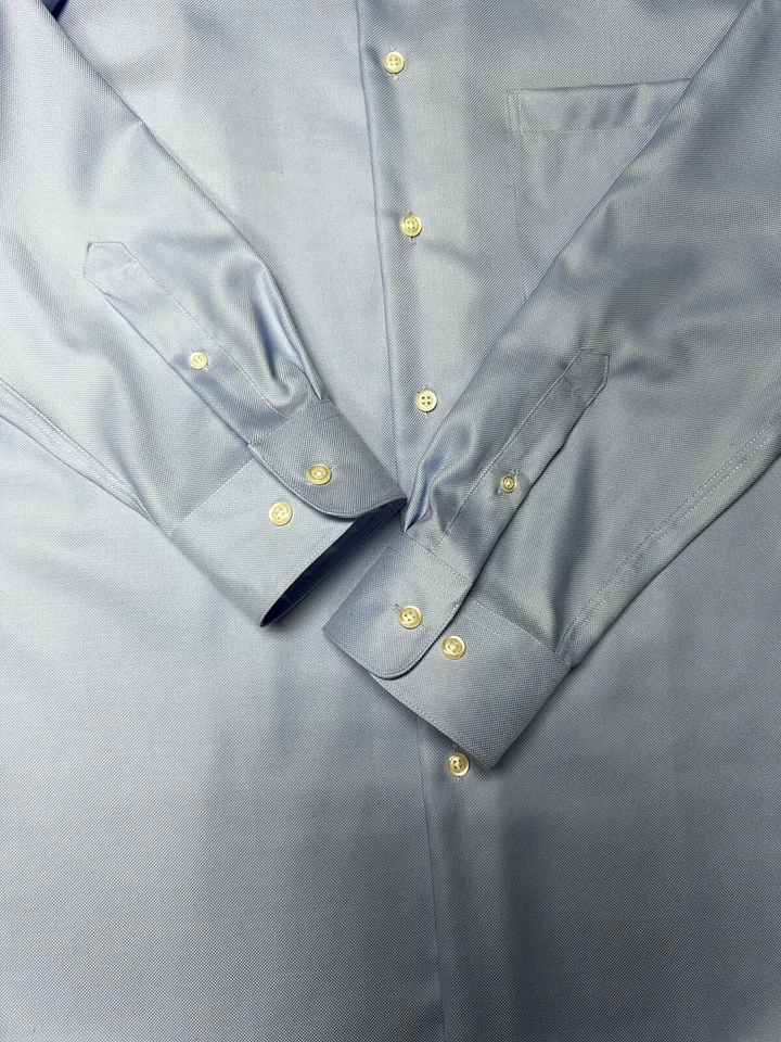 Pronto Uomo Men Dress Shirt 16 34/35 Non Iron Slim  100% Cotton Blue New $79 - Image 4 of 4