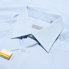 Stefano Ricci NWD Button Up Dress Shirt Size 16/41 Blue Striped 100 Cotton