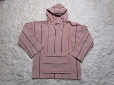 Mexican Baja Hoodie Womens Small Pink Striped Long Sleeve