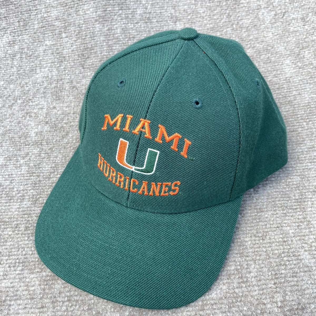 Vintage Y2K Miami Hurricanes Hat Baseball Spell Out SnapBack Wool