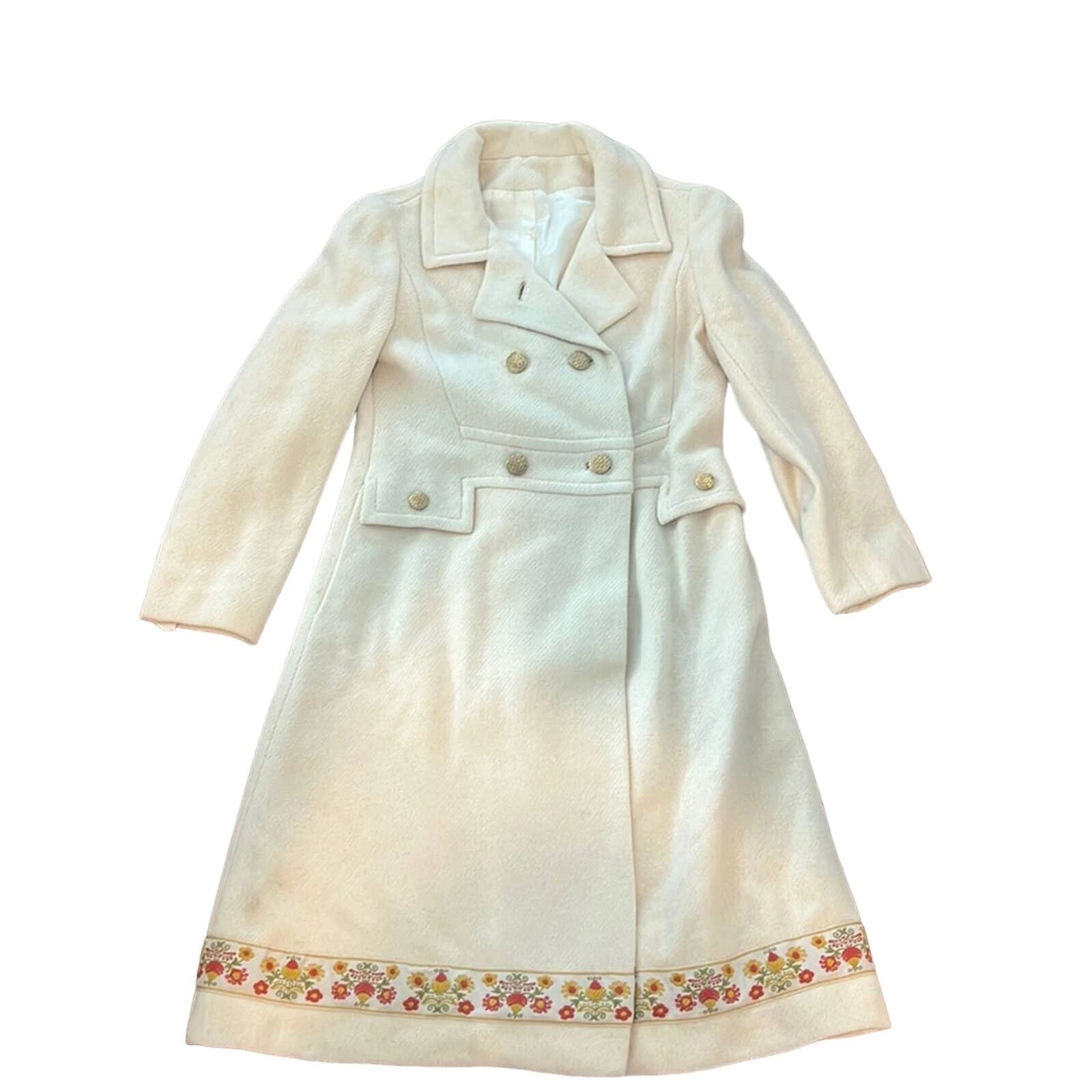 Cappotto vintage Boho Cream Pea con dettaglio floreale Supreme Made USA Small