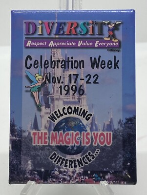 DISNEY THEME PARKS DIVERSITY CELEBRATION WEEK 1996 PINBACK PIN BACK BUTTON 3 x2 