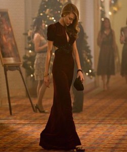 burgundy velvet mermaid prom dress