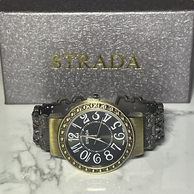 Womens STRADA Japan Movt Stainless Cuff Bangle Bracelet Watch