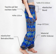 Haremshose Damen Herren Hippie Goa Yoga Festival Freizeit Aladin Pumphose Boho