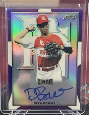 2019 Leaf Metal Perfect Game Drew Bowser Purple Prismatic Auto /25 