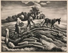 Spring Plowing Thomas Hart Benton 1939 Lithograph Farm Scene Art Print