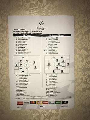 Mannschaftsaufstellung FK Rostov - FC Bayern München 23.11.16 FCB