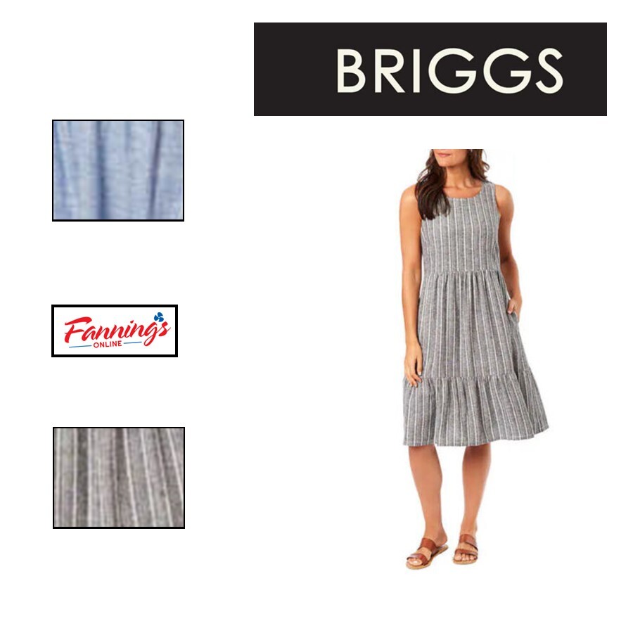 chinese dress ladies Briggs New York Tiered Linen Blend Dress, Sleeveless, Gray Stripe, Size XS  at Amazon Women's Clothing store