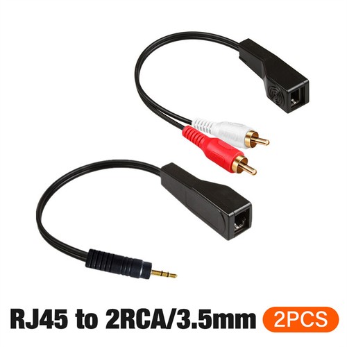 RJ45 Female to 3.5mm / 2 RCA Male Adapter Audio Cable Converter Over Cat5/6 Cord - Picture 12 of 12