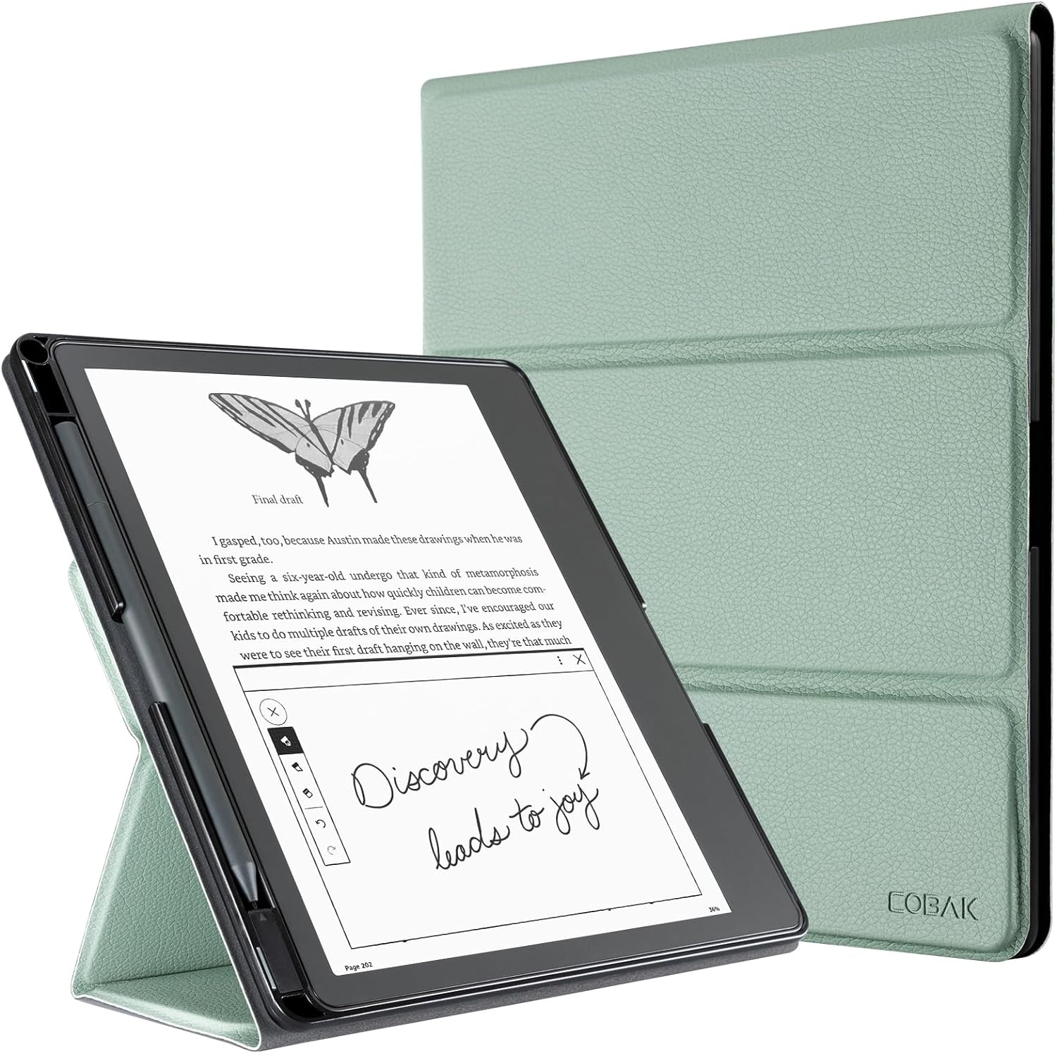 Stand Case for Kindle Scribe - Premium Folio Leather Cover with Pen Holder, Auto