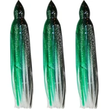 5.5" to 8.5" Octopus Squid Hoochie Replacement Skirt - Black & Green - 3 Pack