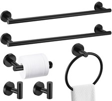 6 Pieces Matte Black Bathroom Hardware Accessories Set, SUS304 Stainless Steel 2