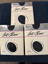 Vintage Pantyhose 3 Pairs Opaque Bill Blass Sandalfoot, Size A, NEW, Black, Navy