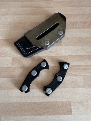 Handgefertigte Lederscheide und Griffschalen für Giantmouse GMF-1 wie neu Unikat
