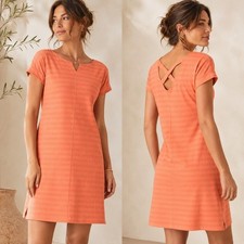 Talbots Coral UPF 50+ Knit Shift Dress Criss Cross Back Travel Resort NWT Medium