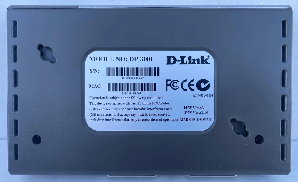 D-Link DP-300U Fast Ethernet Print Server + Installation Guide CD *NO Power Cord - Image 3 of 4